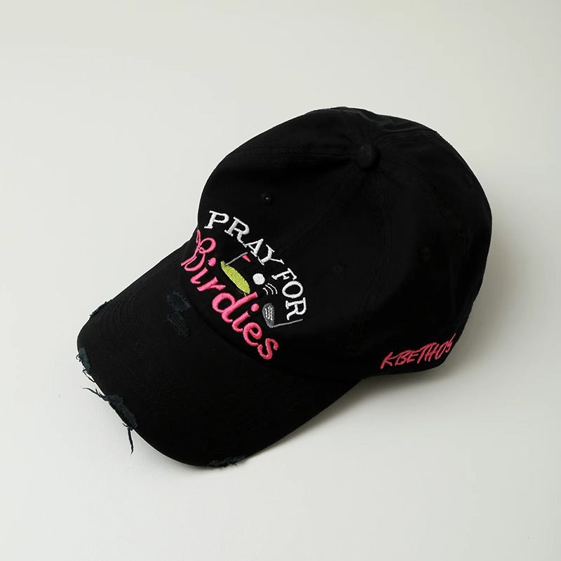 Women's Embroidered Distressed Baseball Cap Bowlift