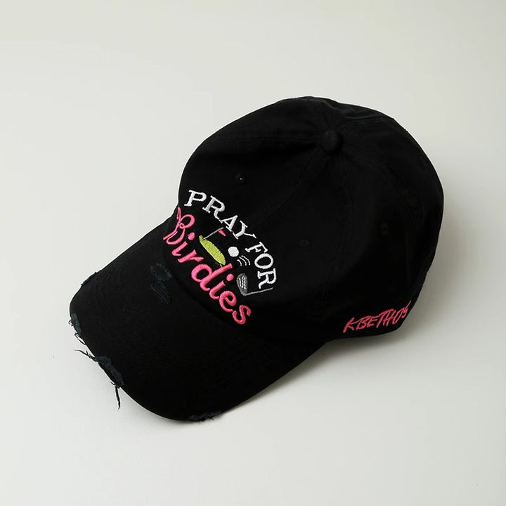 Women's Embroidered Distressed Baseball Cap Bowlift