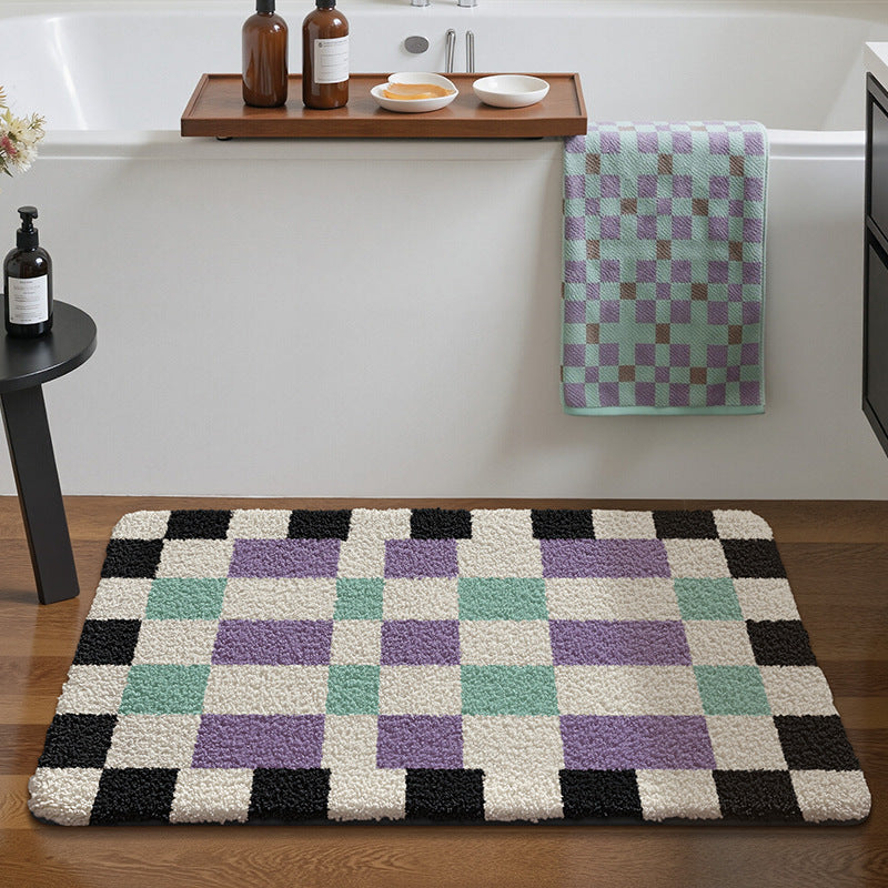 Plush Geometric Bath Mat Bowlift