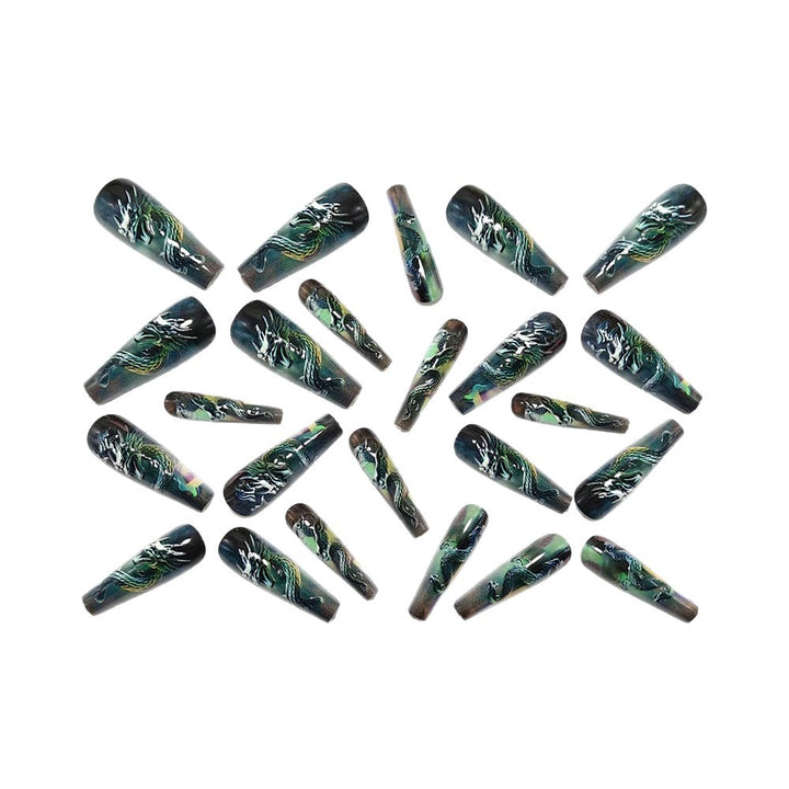 Artificial nails with 3D dragon design Bowlift