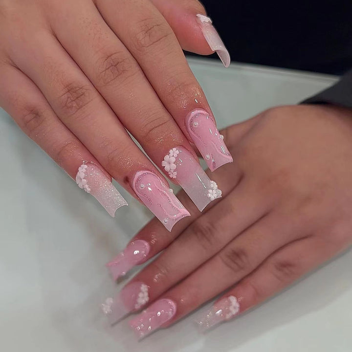 Decorative Floral Nail Art Extensions Bowlift