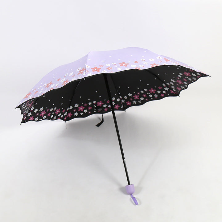 Women's Folding Umbrella with Detailed Floral Design Bowlift