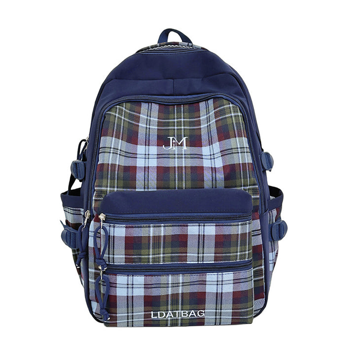 Multi-Compartment Plaid Backpack