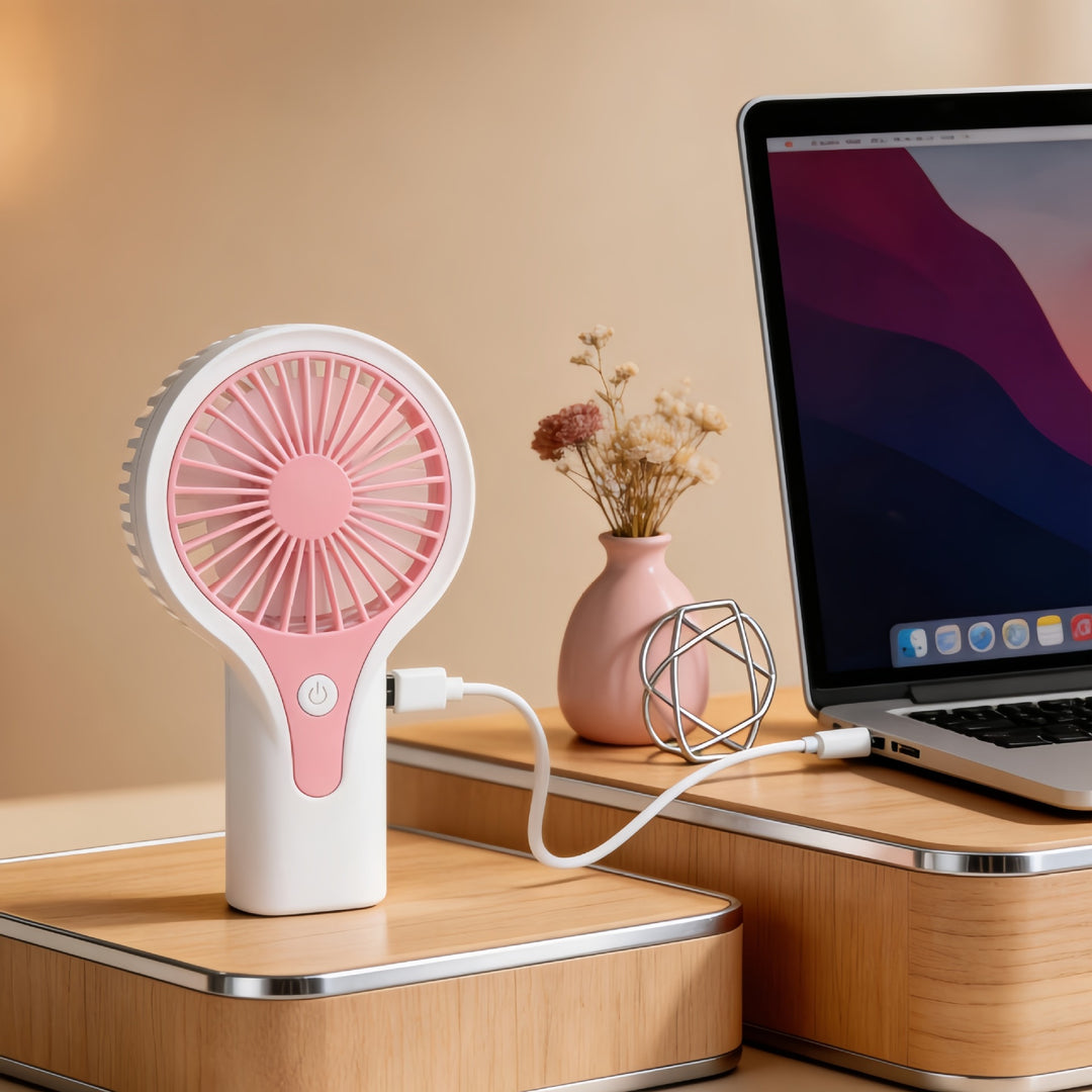 Women Portable Hand Fan with USB Charging Function and Ergonomic Handle Bowlift