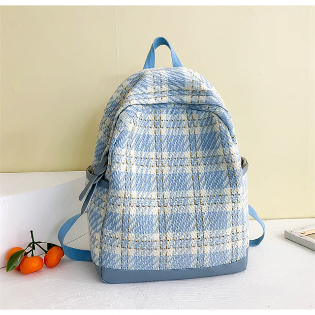 Textured Plaid Backpack