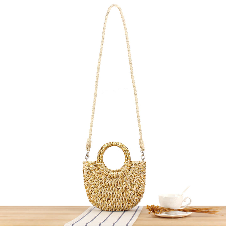 Stylish Woven Shoulder Bag with Round Handle Bowlift