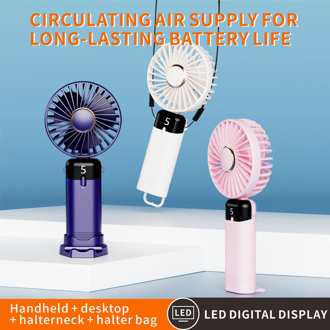 Unisex nan rechargeable portable handheld and desk fan with LED battery indicator Bowlift