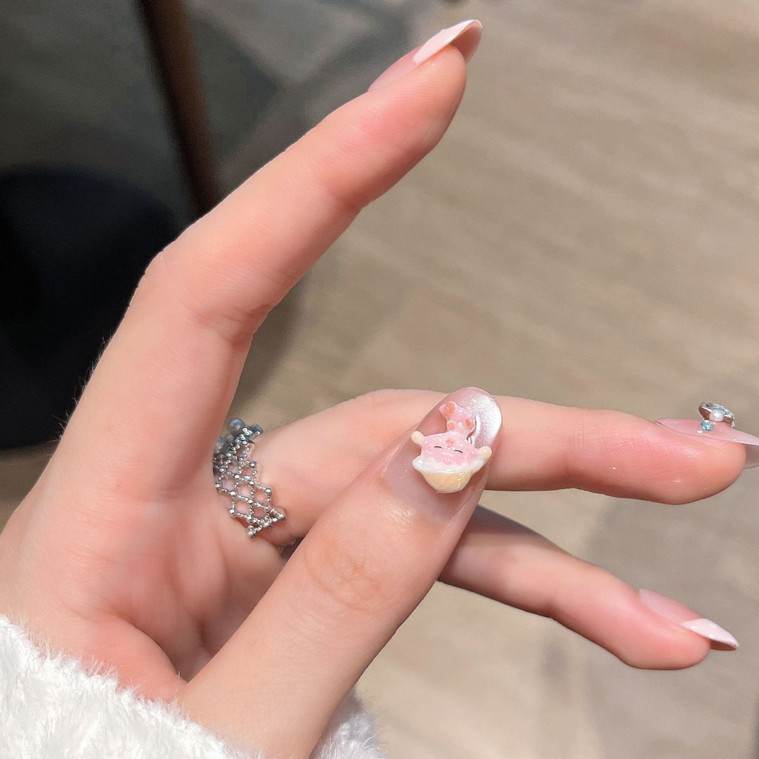 Elegant Floral Embellished Press-On Nail Set Bowlift