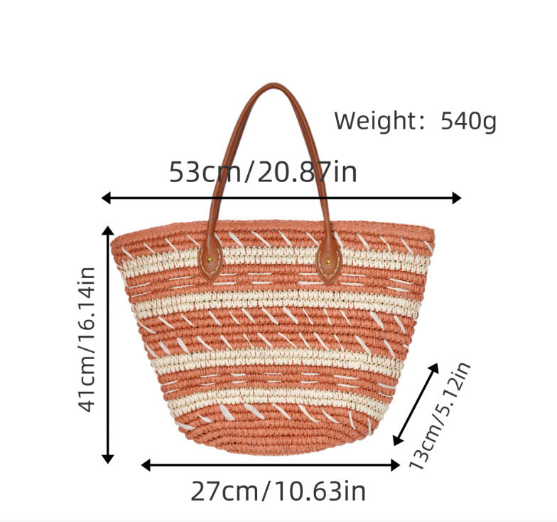 Bast-Beach bag with Elegant Structured Design Bowlift