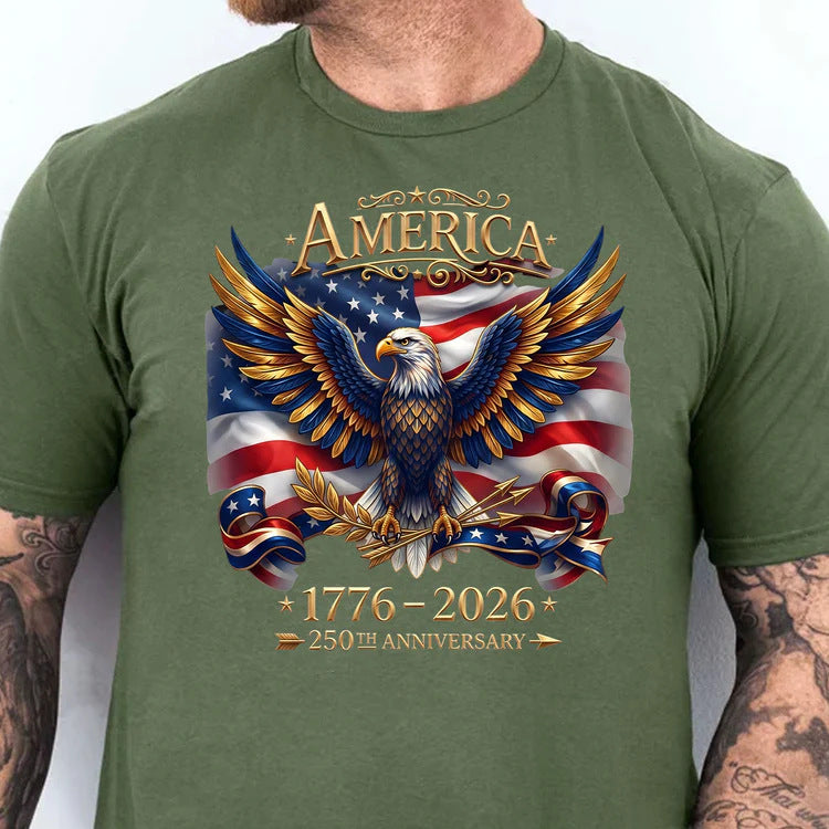 Unisex nan patriotic anniversary eagle graphic crewneck tee with flag print Bowlift