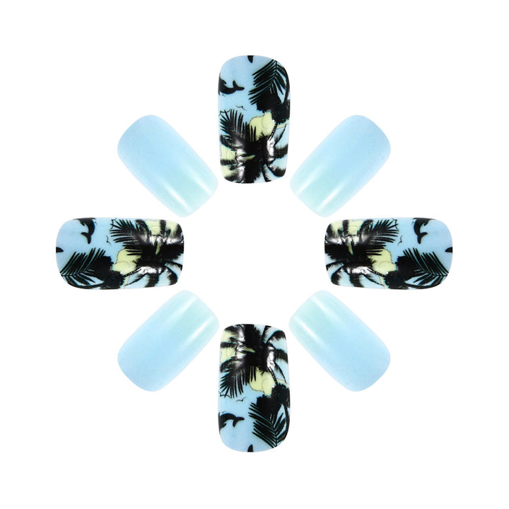Tropical Beach-Themed Press-On Nail Art Bowlift