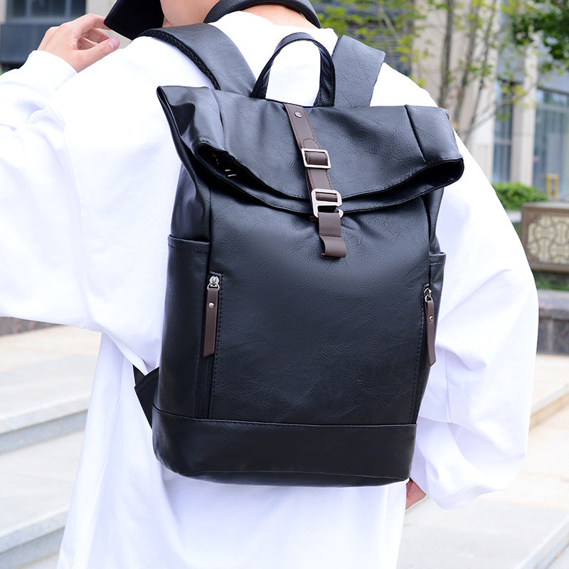 Vintage Leather Rolltop Backpack Bowlift