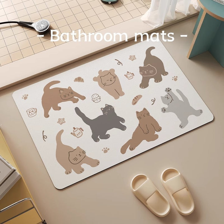 Playful Cat-Themed Bath Mat