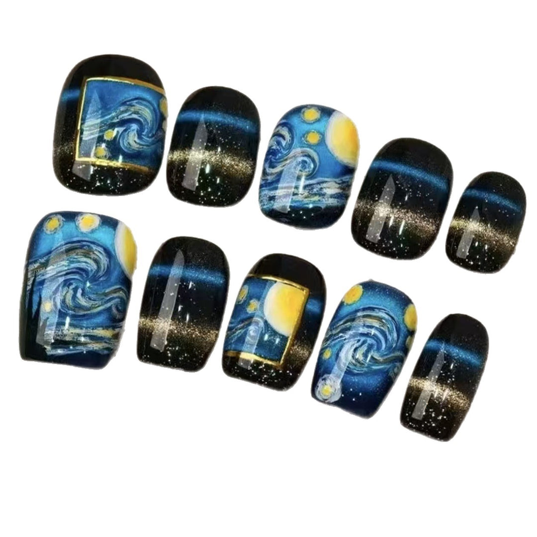 Artistic Starry Night Press-On Nail Art Bowlift