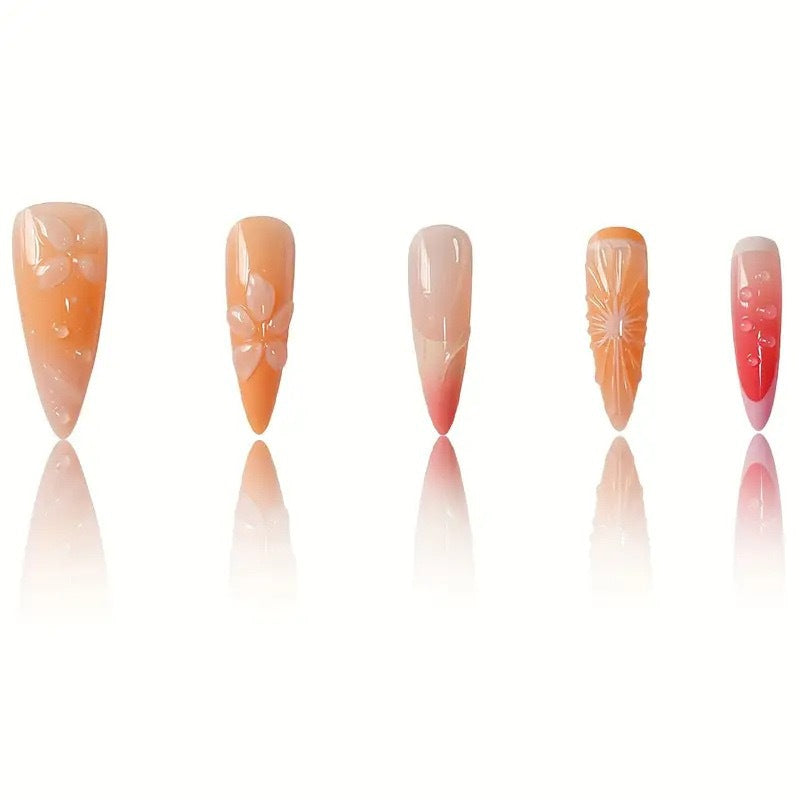 Artistic Floral Stiletto Nail Enhancements Bowlift