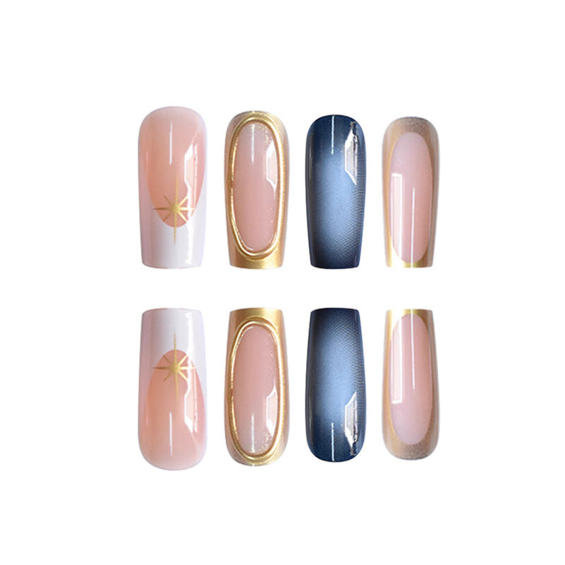 Elegant Stiletto Nail Extensions with Golden Accents Bowlift