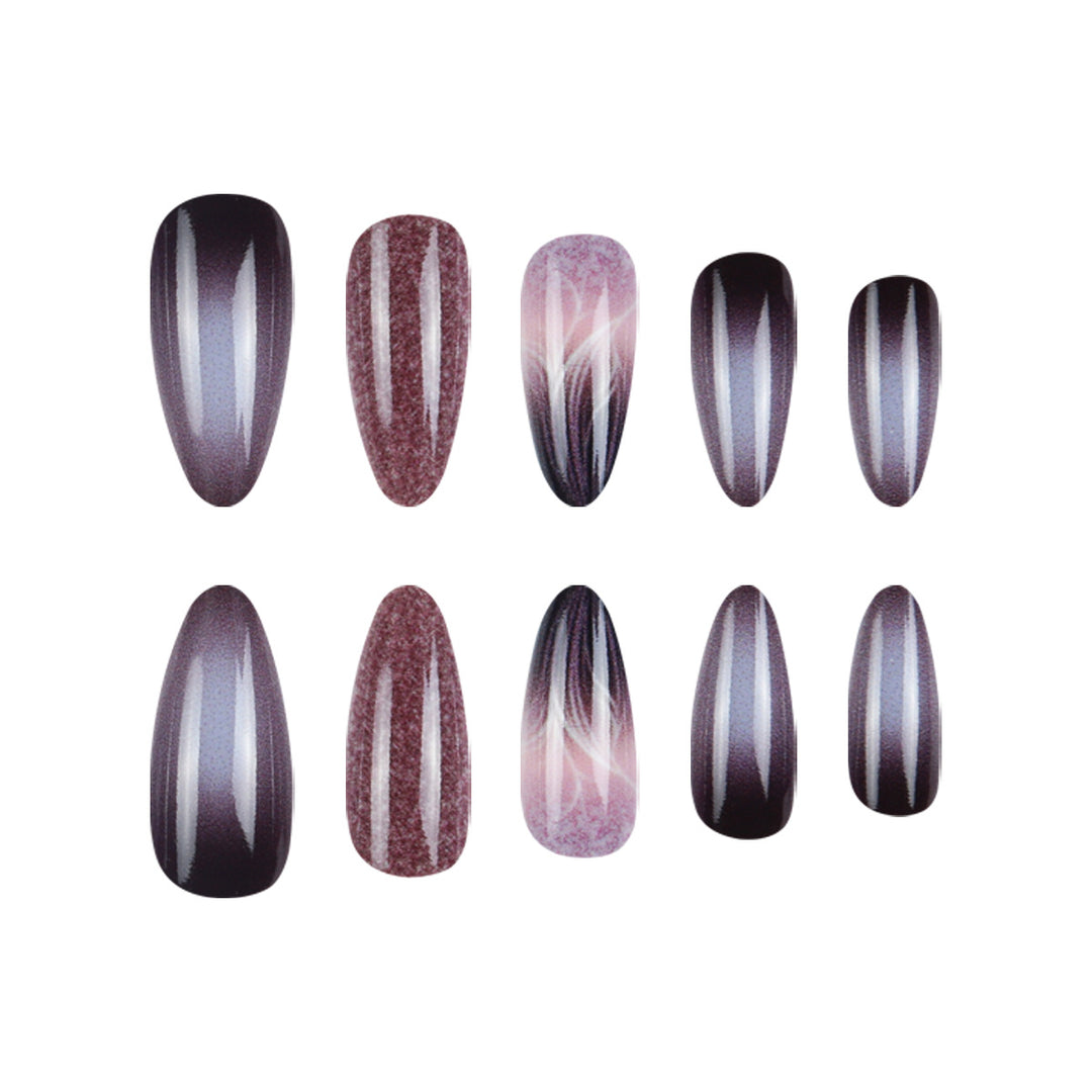 Long Stiletto Press-On Nails with Gradient and Shimmer Effect Bowlift