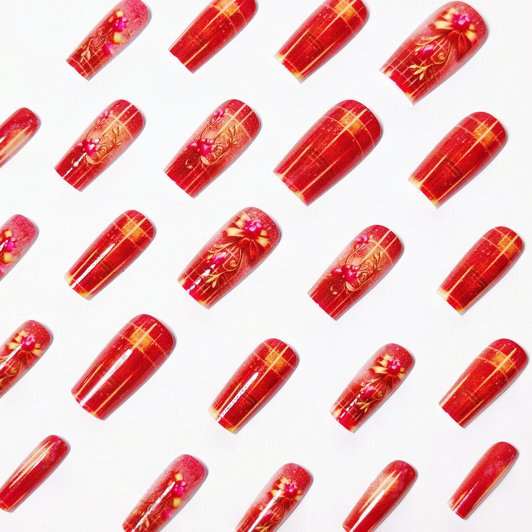 Artificial Nails in Festive Glamour Style Bowlift
