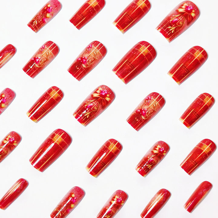 Artificial Nails in Festive Glamour Style Bowlift