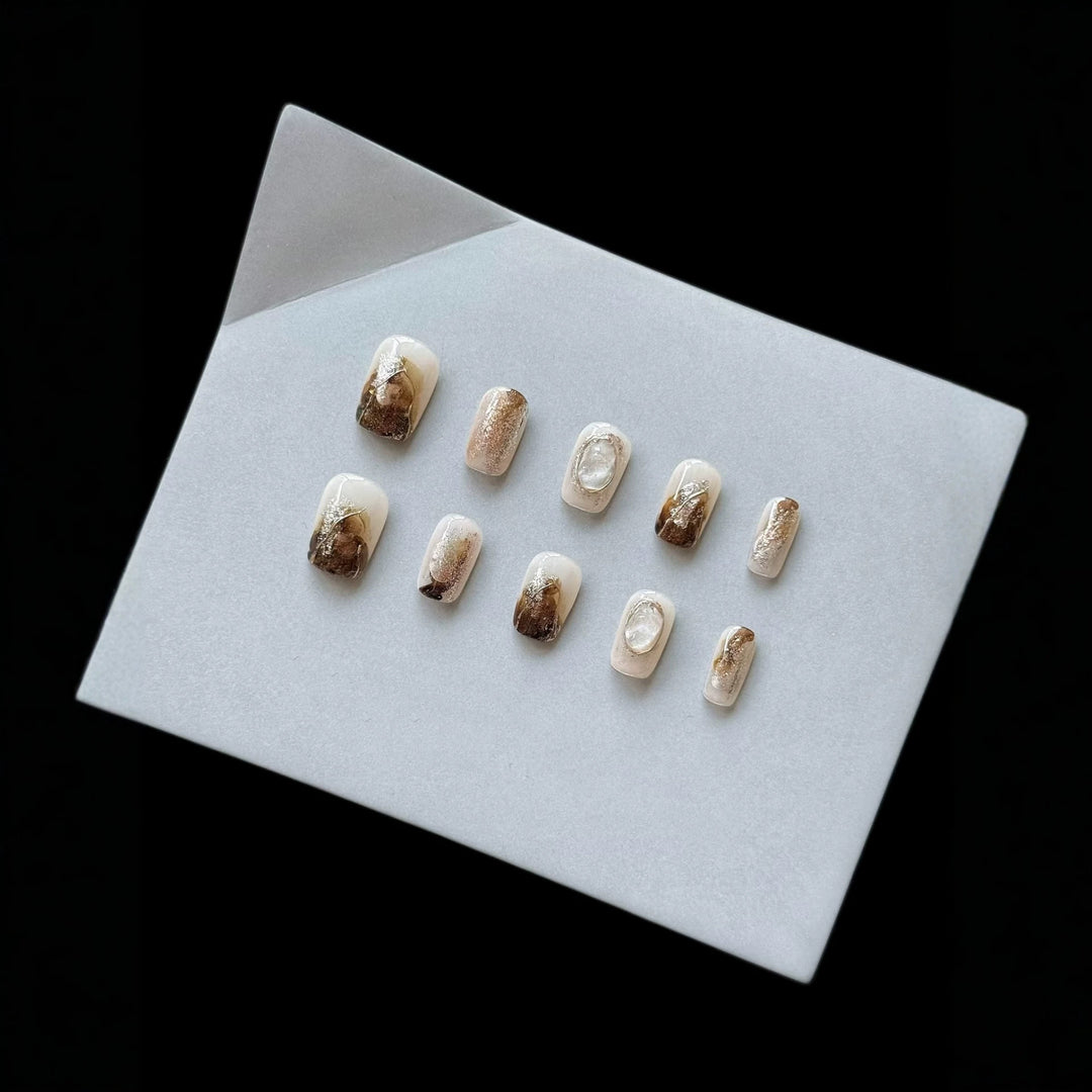 Decorative Marble Effect Press-On Nail Set