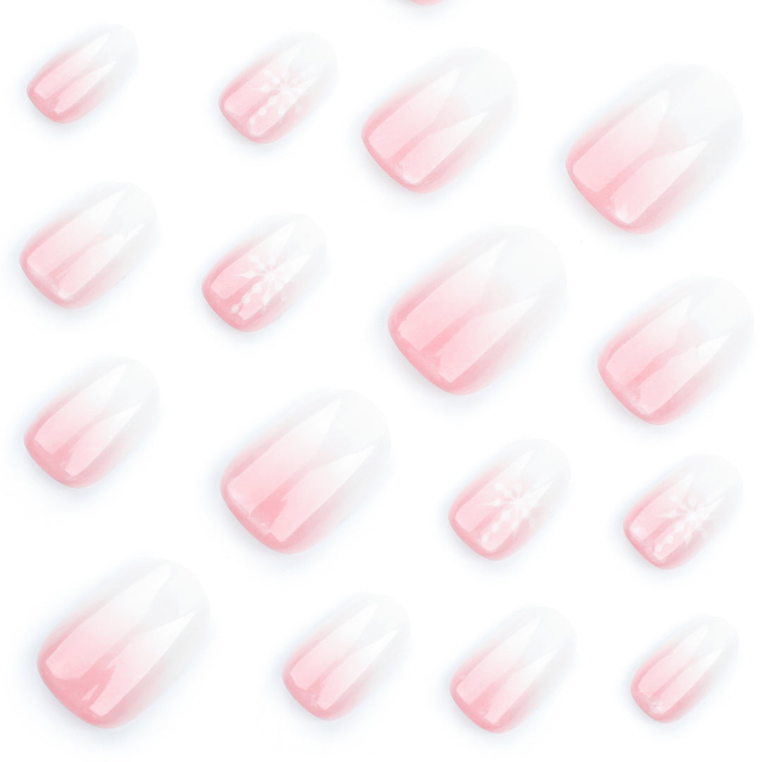 Artful Nail Extensions with Glitter and Snowflake Design Bowlift