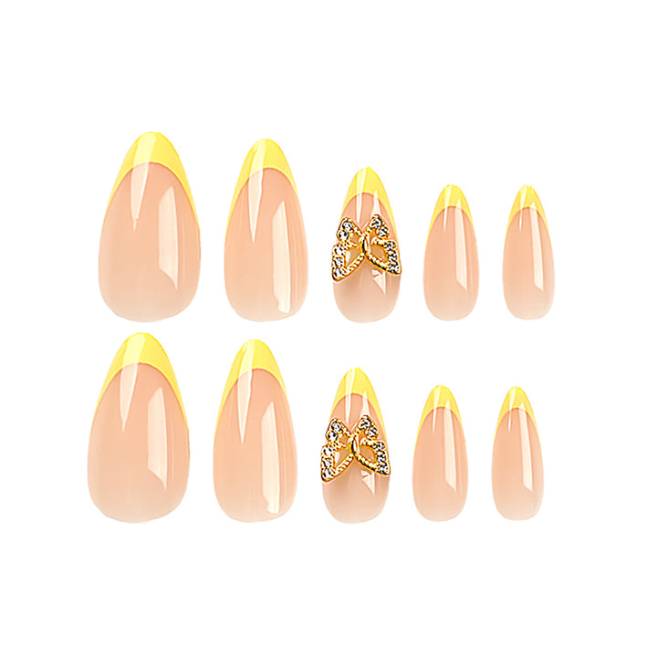 Artful stiletto nails with glamorous butterfly design Bowlift