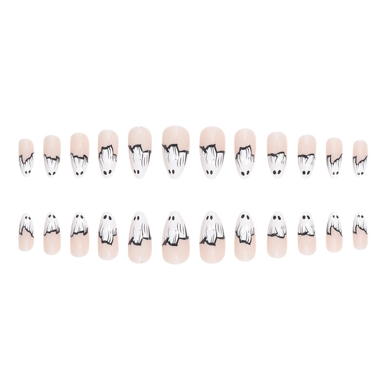 Ghost-Themed Press-On Nail Art Bowlift