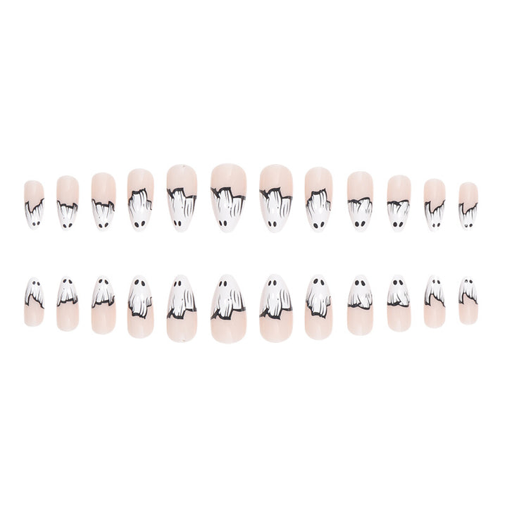 Ghost-Themed Press-On Nail Art Bowlift