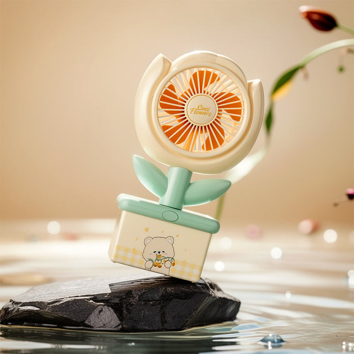 Cute Flower-Themed Portable Fan Bowlift