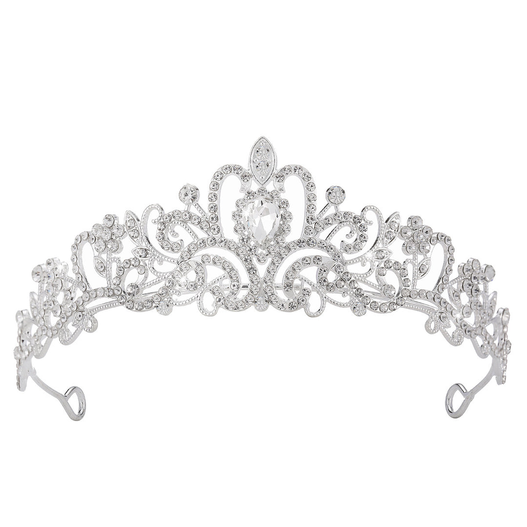 Ladies Sparkling Crystal Tiara with Filigree Design Bowlift