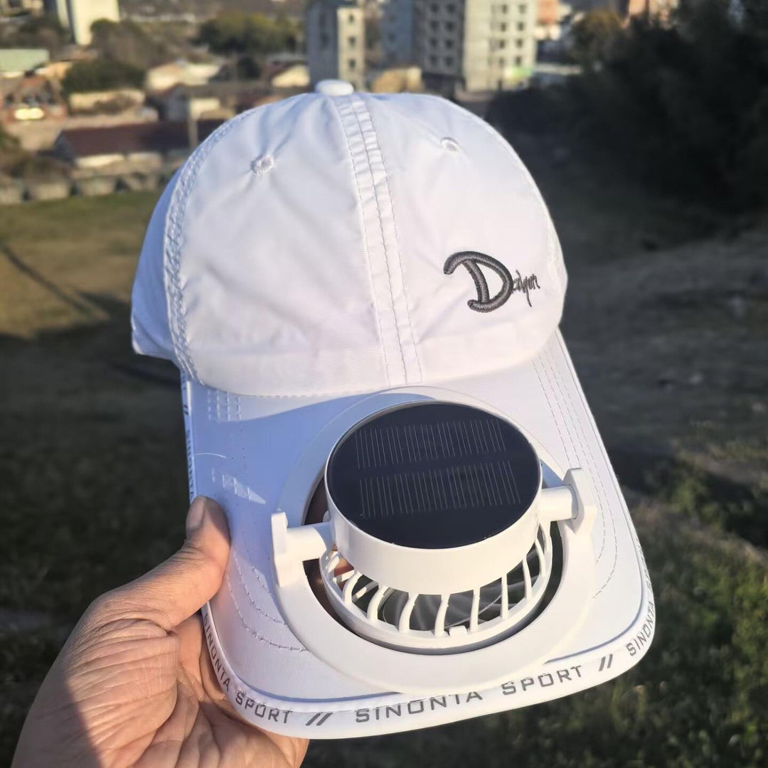 Sporty baseball cap with detachable solar fan Bowlift