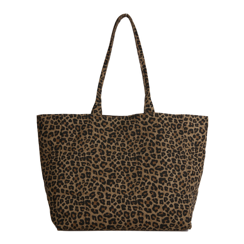 Spacious Leopard Print Tote Bag