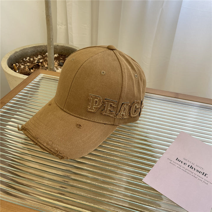 Women's Distressed Graphic Peace Baseball Cap Bowlift