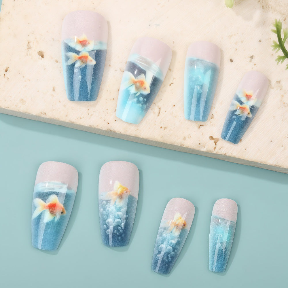 Creative artificial nails with underwater motif Bowlift