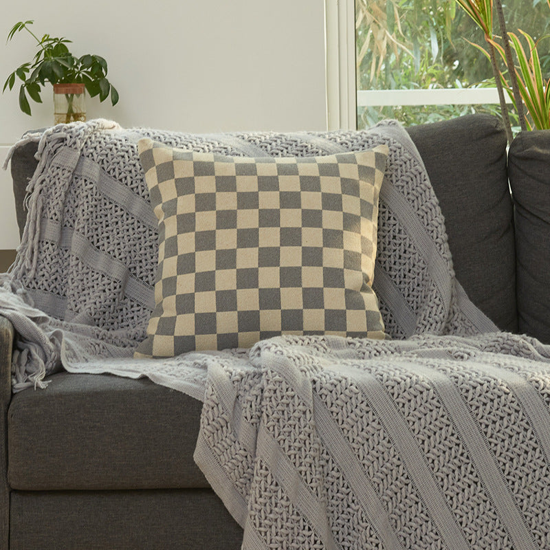 Cozy Checkered Throw Cushion