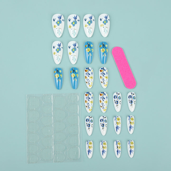 Artificial nails with floral patterns Bowlift