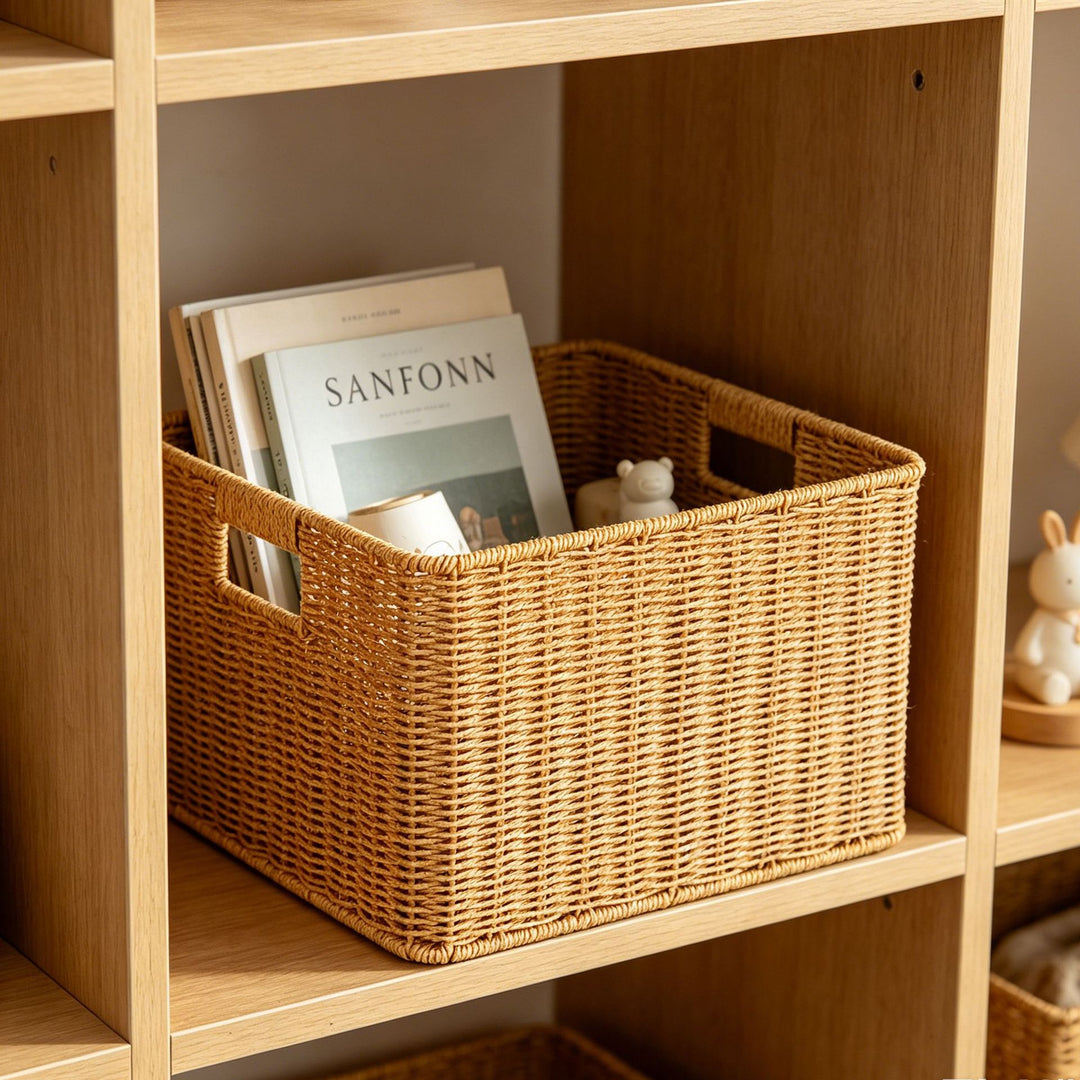 Handcrafted Natural Wicker Storage Basket Bowlift