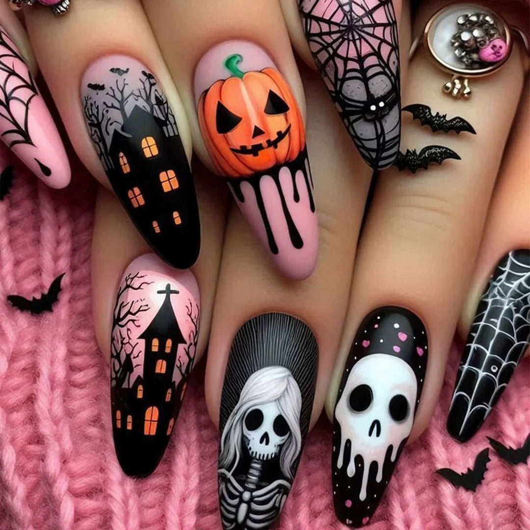 Artistic Halloween Themed Nail Art Bowlift