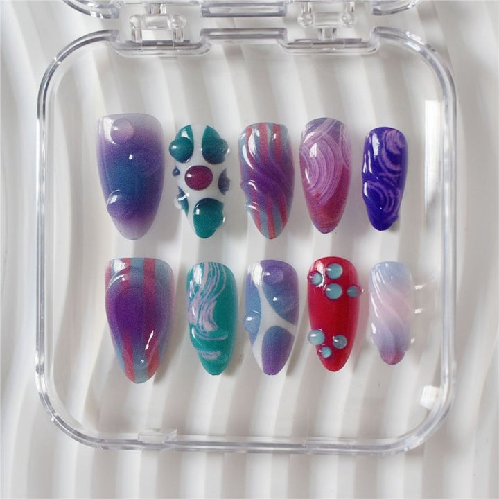 Artistic Cartoon-Themed Press-On Nail Art Set Bowlift