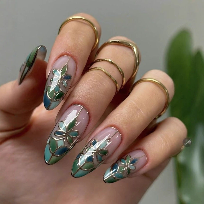 French Art Nails with Floral Design Bowlift