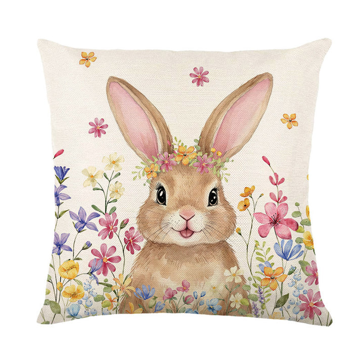 Decorative Easter Bunny-Ear Script Throw Pillow Cover