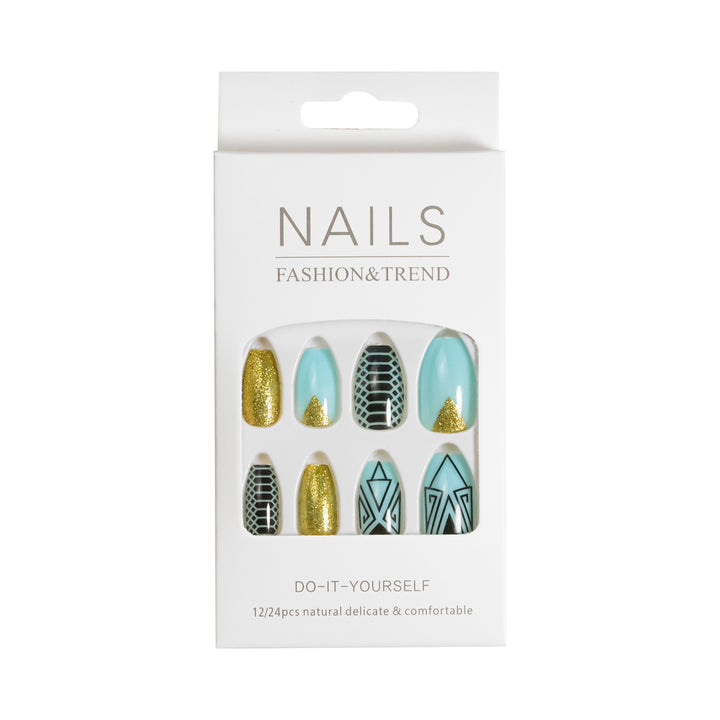 Artistic Graphic Press-On Nail Set Bowlift