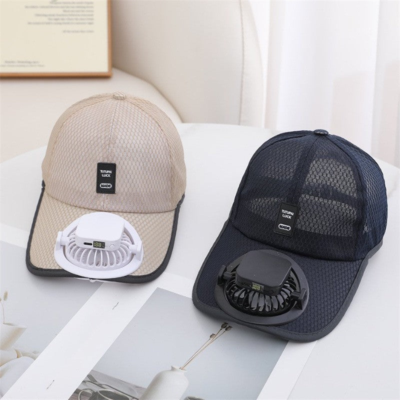 Solar-powered Fan Cap with integrated fan and breathable mesh Bowlift