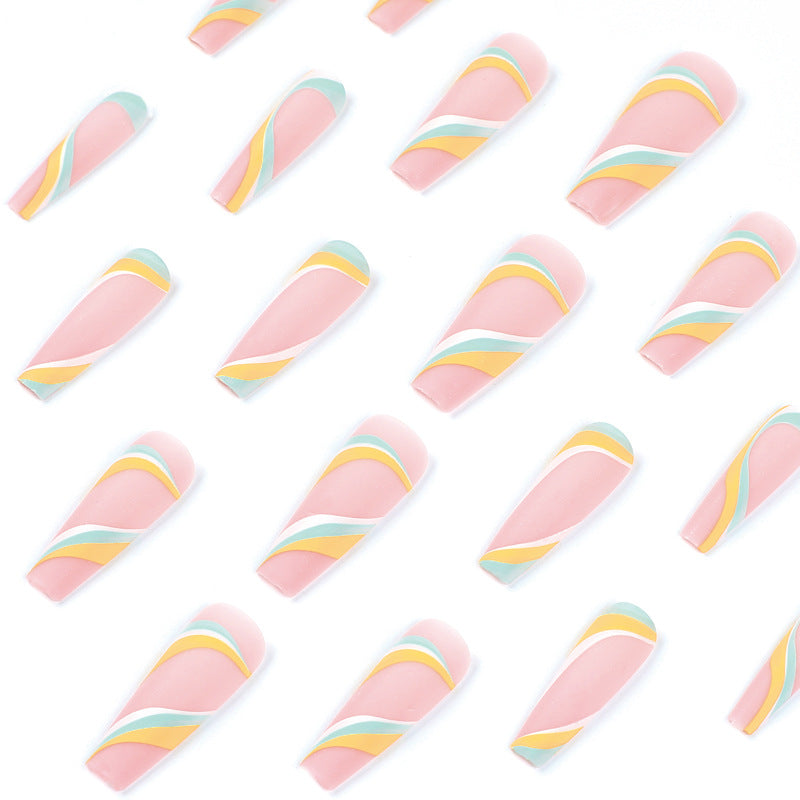 Artificial nail extensions with modern wave design Bowlift