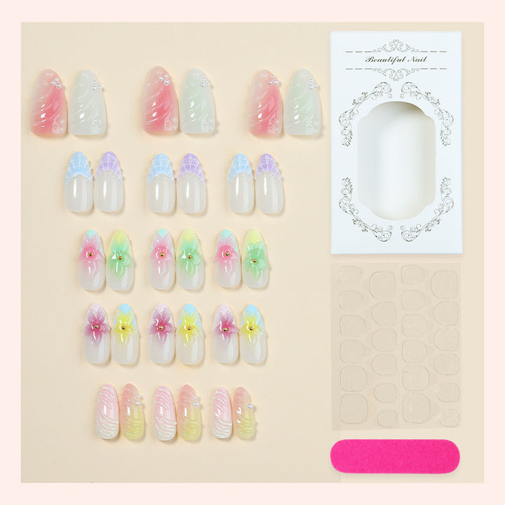 Decorative Floral Nail Art Press-On Set Bowlift