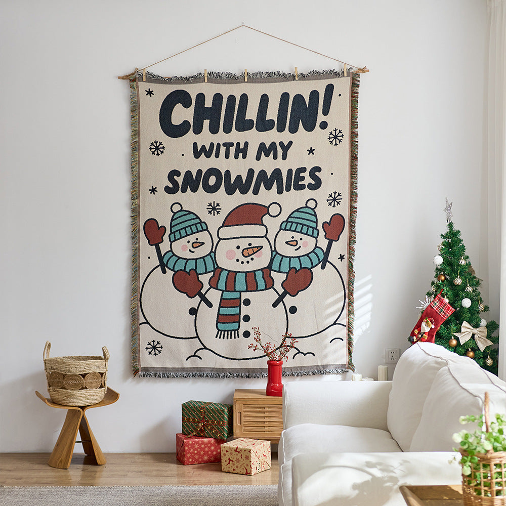 Whimsical Holiday Themed Tapestry Wall Hanging