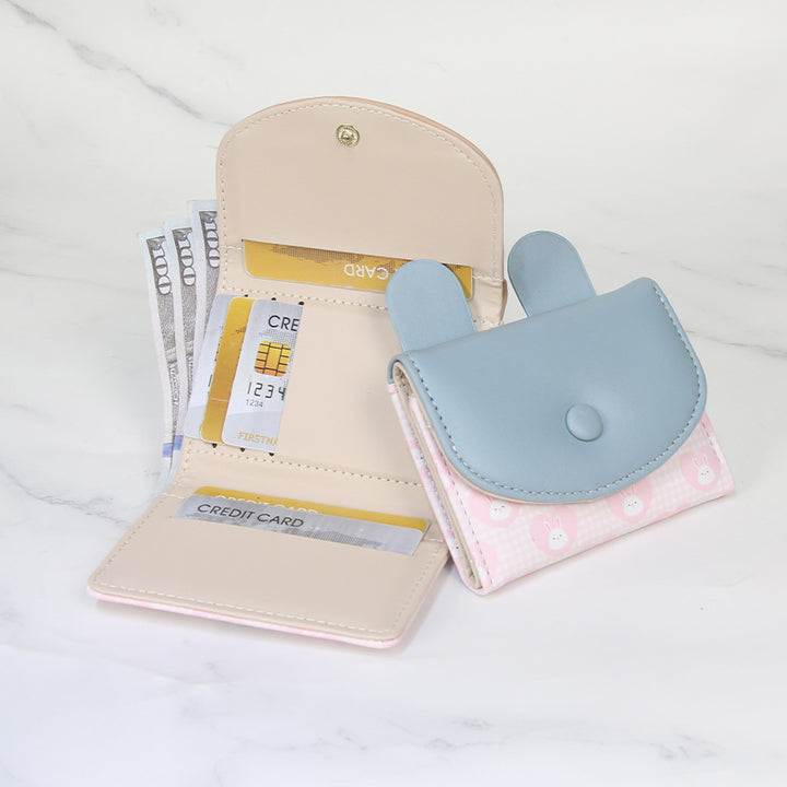Compact rabbit-themed coin purse with snap closure and card slots Bowlift
