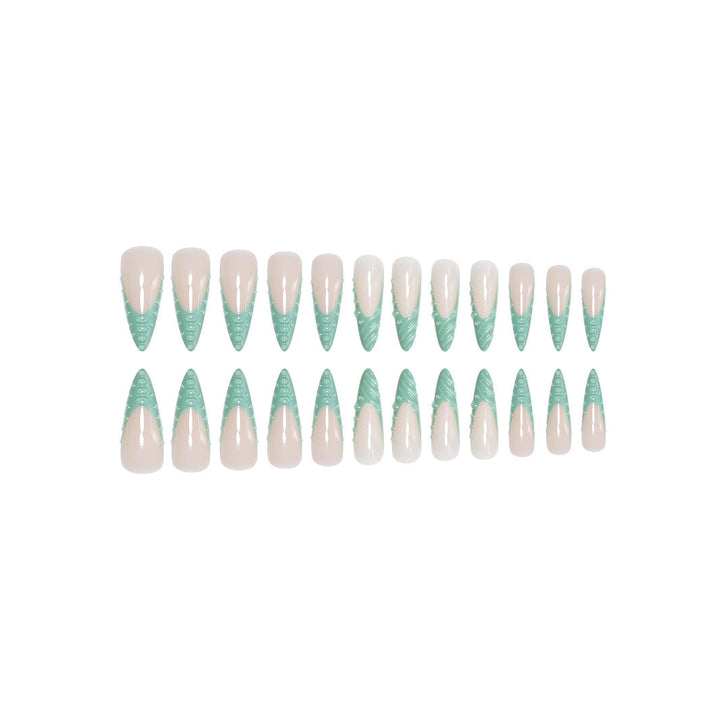 Extravagant Stiletto Press-On Nails with Artistic Shell Design Bowlift