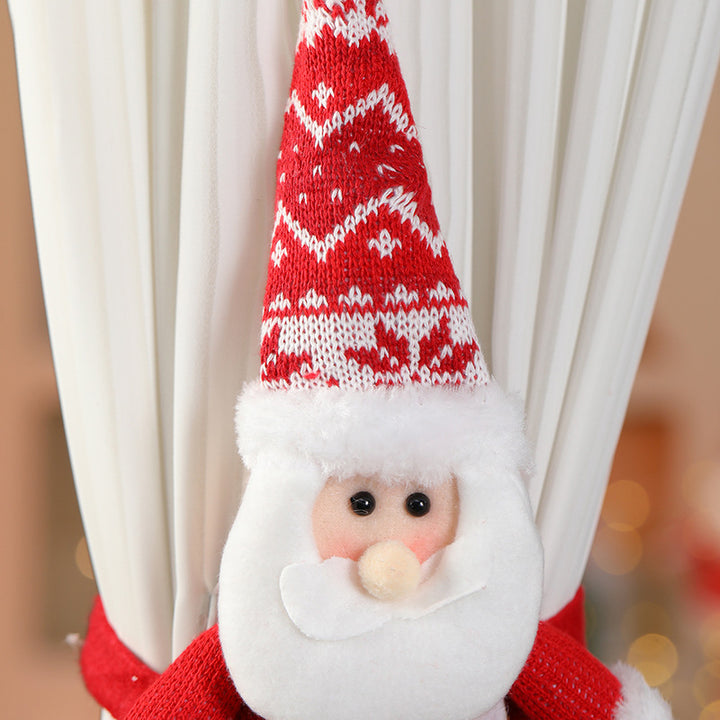 Knitted Long Legged Santa Doll Curtain Tie Back