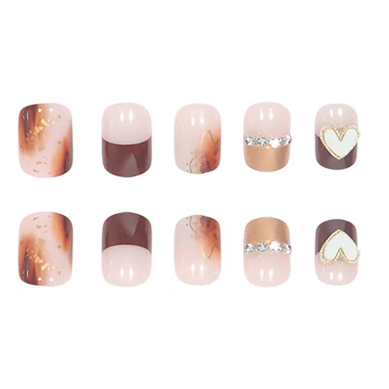 Creative Nail Art Set with Heart and Glitter Design Bowlift